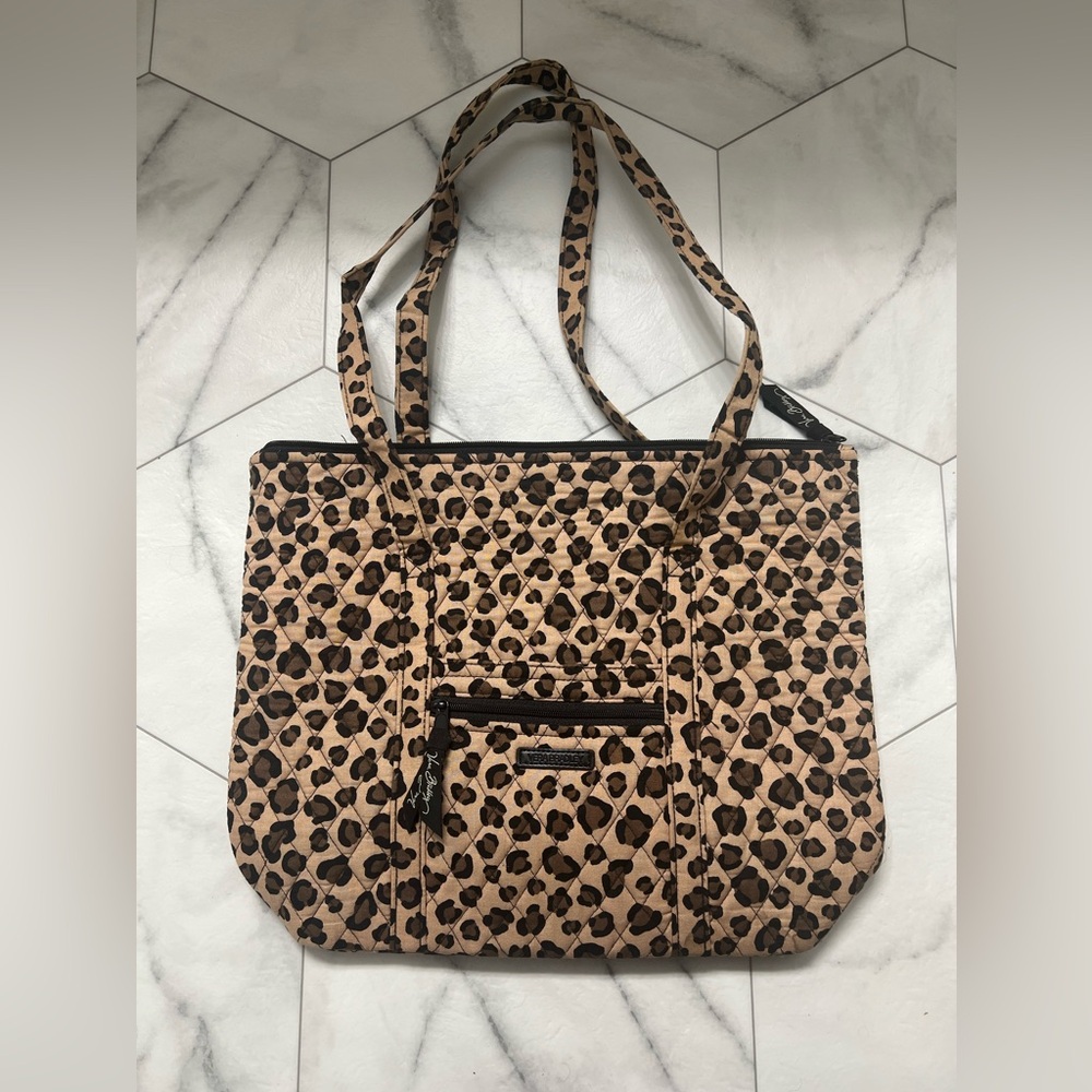 Vera Bradley leopard print zipper tote bag